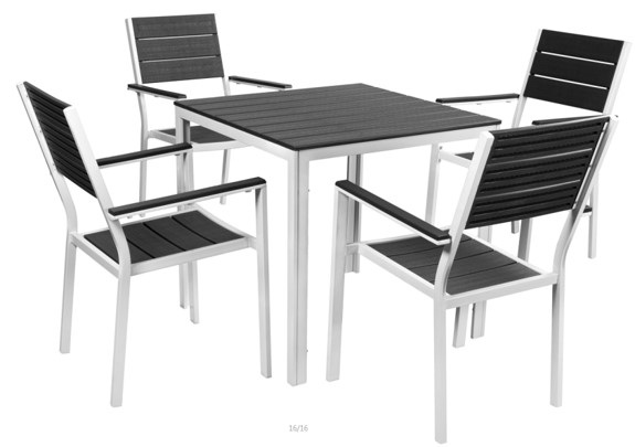 Blowing Mold square Table with Wooden Slat Design