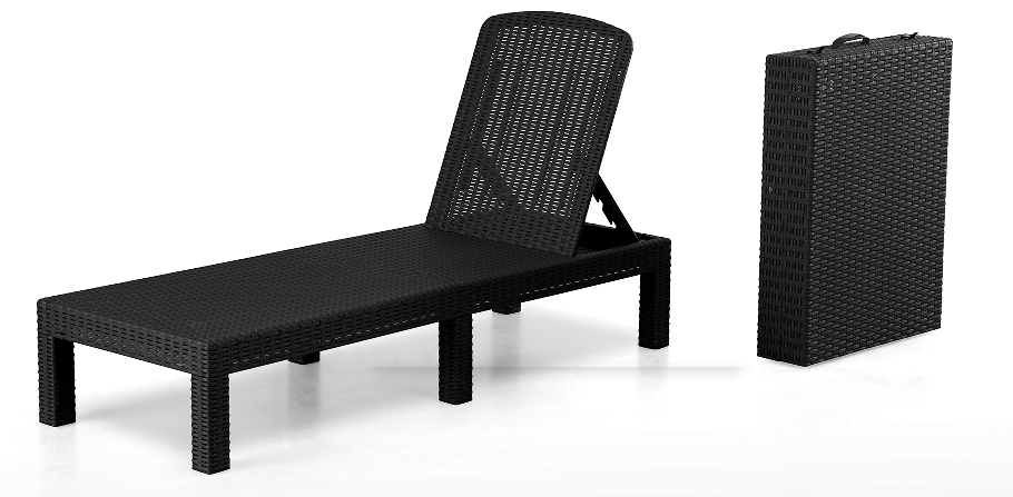 Modern Outdoor Chaise Sun Lounger Chair PP Injection Rattan Look Promotional Beach Sunbed Plastic Ou
